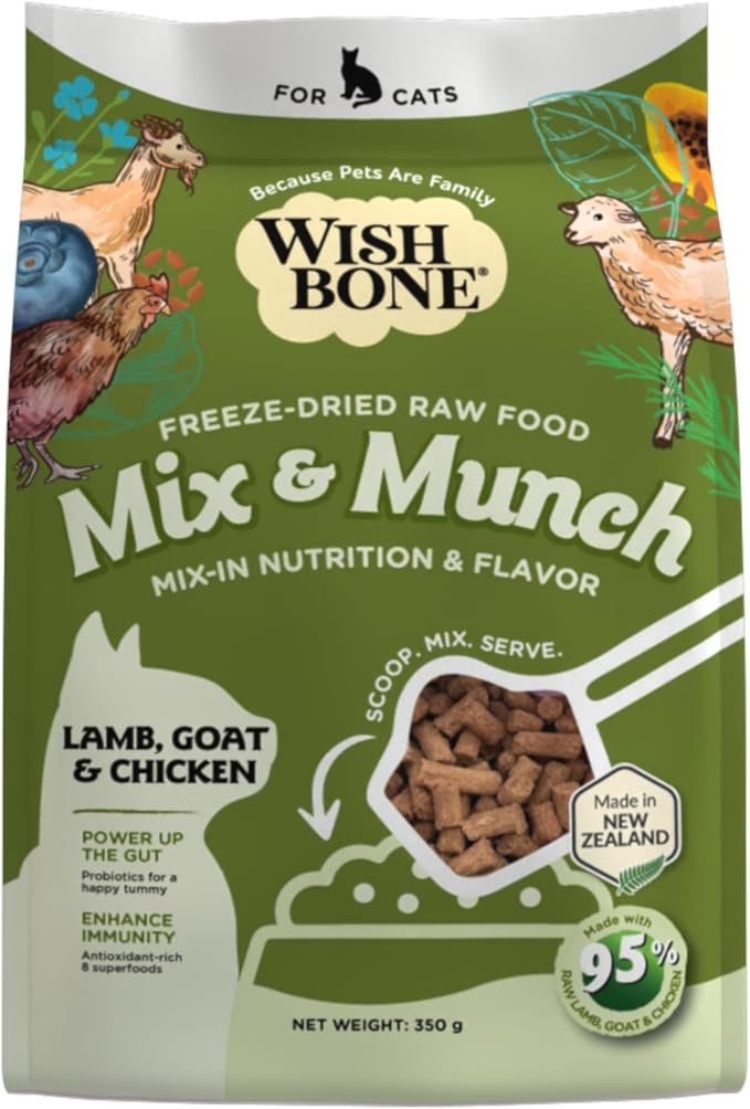 Wishbone Mix & Munch Raw Freeze-Dried Grain-Free Lamb, Goat and Chicken for Cats