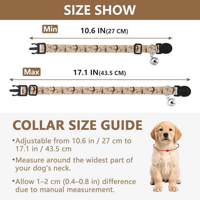 Dog Collar Coffee Drinks Cups Beige Pattern Small Dog Collars Comfortable Puppy Collar Cat Pet Collar for Dogs Cats Pets Supplies 2 Pack