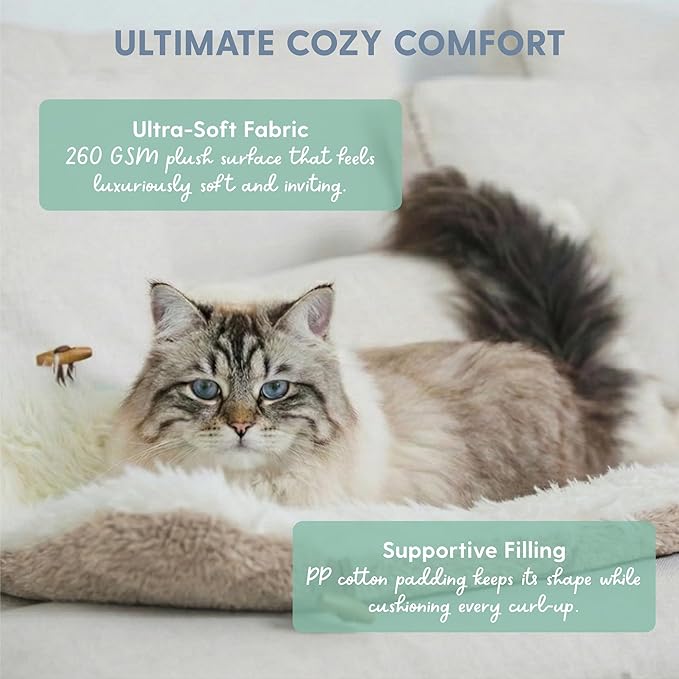 The Cat Ladies Self Warming Heated Cat Bed - Heated Outdoor Kitten Bed - Non Electric Heating Pad - for Indoor and Outdoor Cats - Reversible Comfortable Design – Coffee Brown