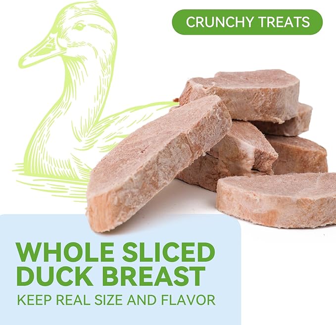 OPET Freeze Dried Cat Treats, Single Ingredient Grain Free High Protein Pet Food for Cats and Dogs, Healthy Training Snacks，Freeze Dried Duck Breast Sliced Fillets (Duck Breast, 5.92 Ounce)