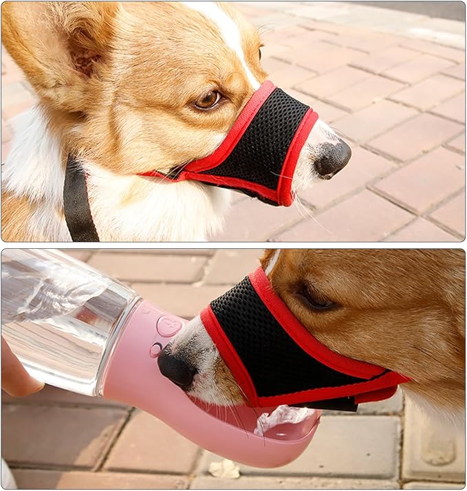 Kichvoe Adjustable Anti-bite Dog Muzzle Small Size Red Breathable Pet Mouth Cover Outdoor Use Comfortable Dog Muzzle Supplies