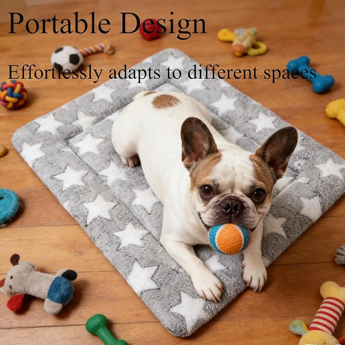 Dog Bed Mat, Reversible Dog Crate Pad - Comfortable Kennel Mat for Dogs & Cats, Machine Washable Dog Bed Suitable for Kennel, Cage or Home Travel(Gray Star, 30" L*20" W*1.5" Th)
