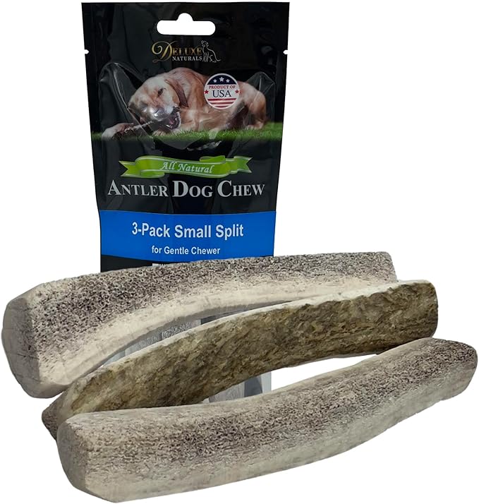 3-Pack Small Split Elk Antler Dog Chews (5 to 6.5+ in) – All Natural, Premium Grade A, Odor-Free, USA-Sourced – Long-Lasting Dental Treats for Toy and Small Dogs Under 15 lbs