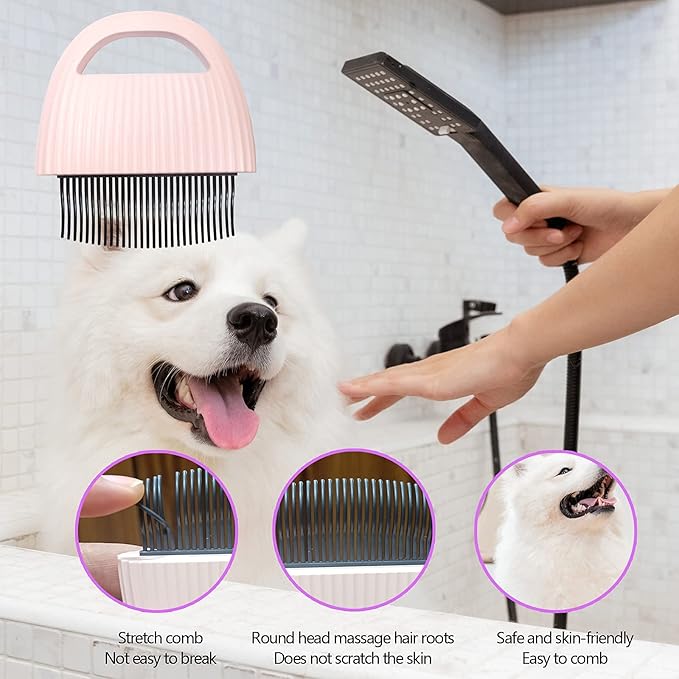 Cat Brush, Pet Massage Comb, Used To Remove Tangled Fluffy Loose Hair-Suitable For Cat/Dog/Rabbit Pet Hair Removal (Pink)