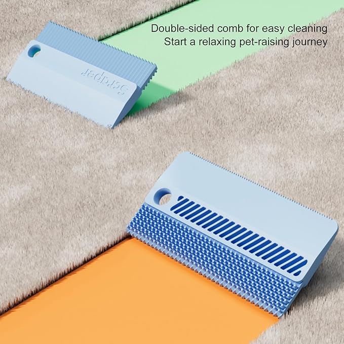 Cat Grooming Brush Silicone Dog Hair Remover Tool Double-Sided Pet Comb for Cat Dog Rabbit (Blue, One Size)