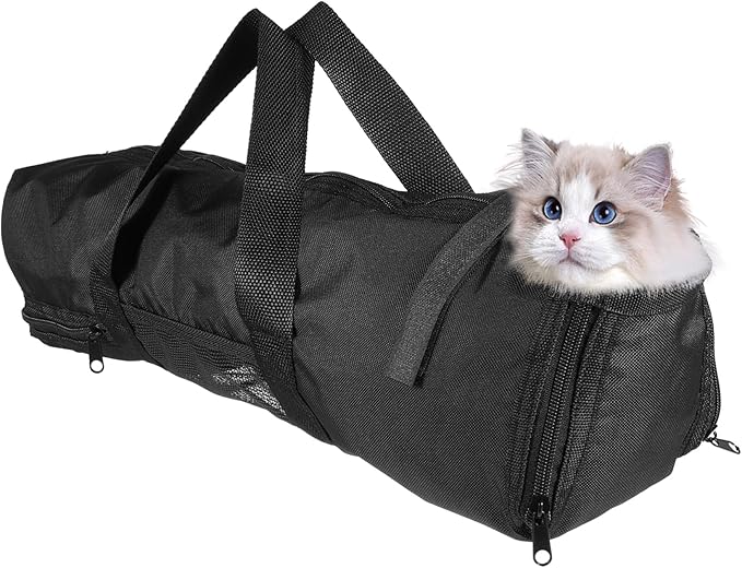 Cat Bathing Bag for Nail Trimming and Grooming Breathable Mesh Carrier for Pet Care Versatile Holder for Vet Visits and Travel Secure Zippered Design