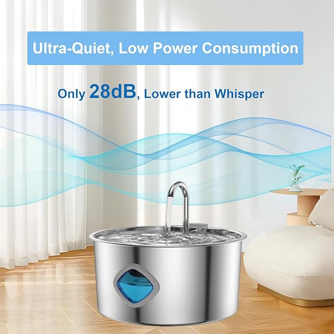 2026 New Water Fountain for Dogs, 3.2L Hydro Paws Water Fountain, Stainless Steel Dog Water Fountain with 2 Filters, Give Your Dog a Longer, Healthier Life with Proper Hydration (18Filters, 3.2L)