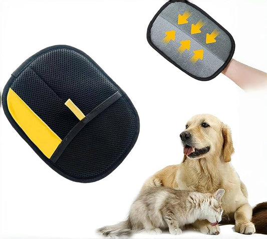 Electrostatic Pet Hair Removal Glove for Cats - Reusable Cat Hair Remover Mitt | Grooming Brush Glove for House Cats, Furniture & Car Seats | Hand Washable (Black)