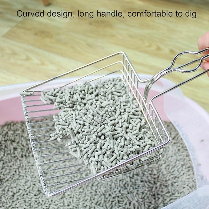 Tyenaza Pet Cat Litter Shovel, Cat Litter Scoop Stainless Steel Kitty Litter Metal Scooper for Small Pet Litter Boxes Cleaning