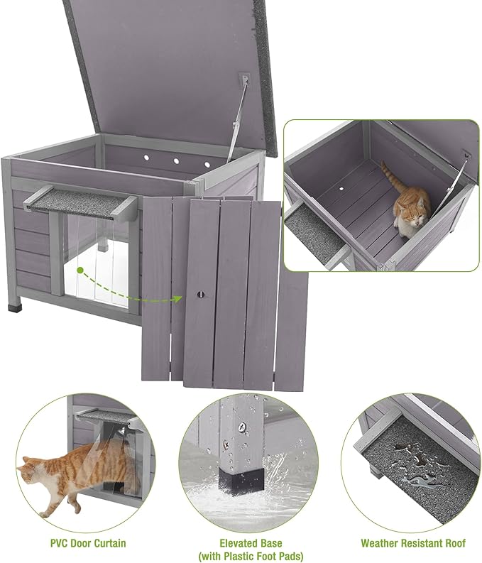 GUTINNEEN Heated Cat House for Outside, Outdoor Cat House Insulated with Heating Blanket, Bite-Resistant Wire, Weatherproof Feral Cat Shelter for Winter