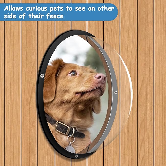 HiCaptain Dog Fence Window with Cleaning Cloth, 12.5" Acrylic Dome Window Clear Window Bubble Great for Fences, Pets House, Cat Tree, Relieves Stress, Reduced Barking, Easy Installation (1 Pack)