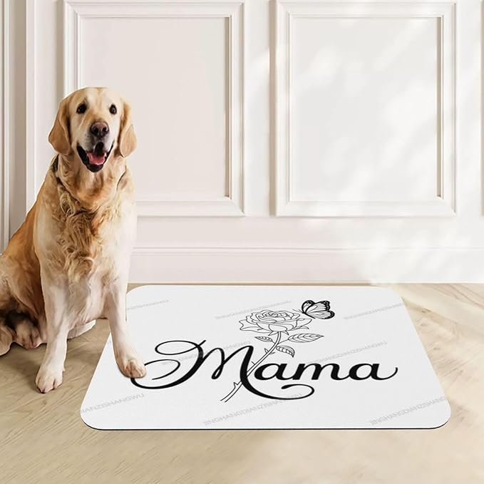 Pet Feeding Mat Happy Mother's Day Floral Gift for Mom Ic Absorbent Pet Placemat for Food Water Bowl with Waterproof Rubber Backing 18X12In Quick Dry Water Dispenser Mat Dog Cat