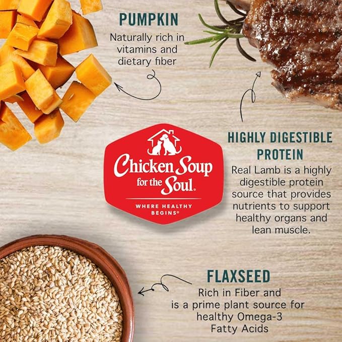 Chicken Soup for the Soul All Natural Premium Adult Wet Dog Food, Real Meat First Ingredient, No By-Products, Artificial Colors, Flavors or Preservatives, Lamb Pate, 13oz (Pack of 12)