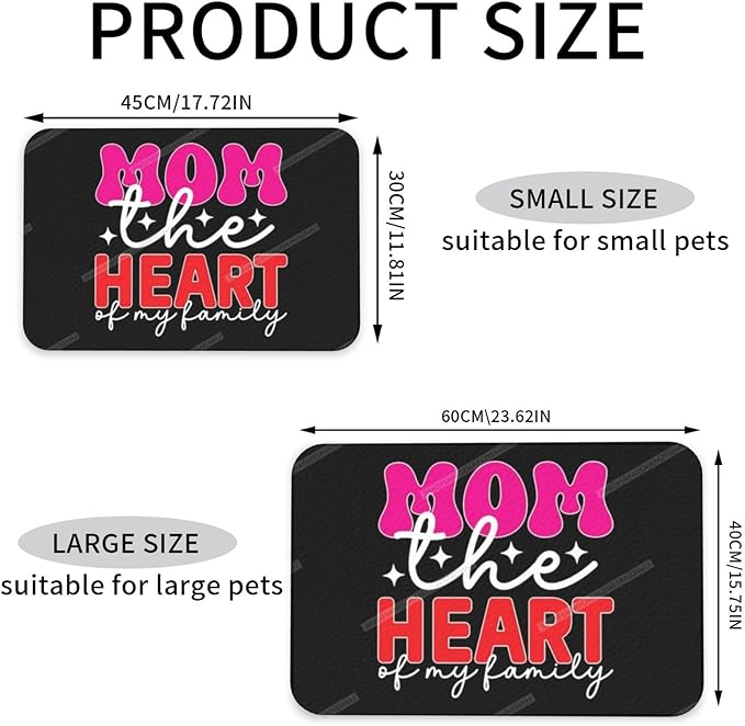 Pet Feeding Mat for Dogs Cats Happy Mother's Day Floral Gift for Mom Jz Absorbent Dog Food Mat Non-Slip Waterproof Placemat Quick Dry Pet Supplies Bowl Mats