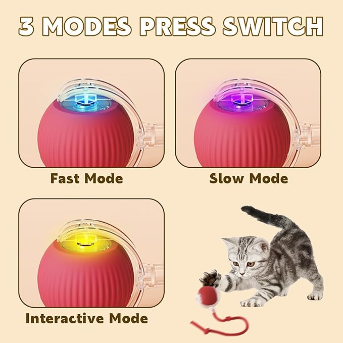 360°Interactive Rolling Cat Ball - Automatic Chew Toy for Active Cats & Small Dogs, Smart Fast Rolling Pet Toy (Green)