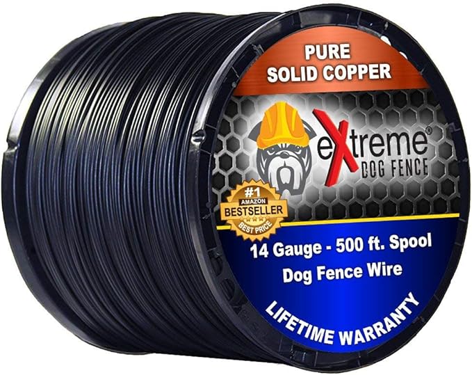 Dog Fence Wire Setup Kit - 500 Feet of 14 Gauge Maximum Performance Boundary Wire and 100 Securing Staples for 1/2 Acre - Compatible with All Electric Dog Fence Brands and Models