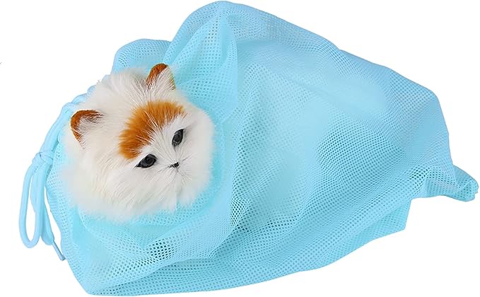 Cat Grooming Bathing Mesh Bag Premium Control Restraint Essential Tool for Cat Lovers (Sky Blue)