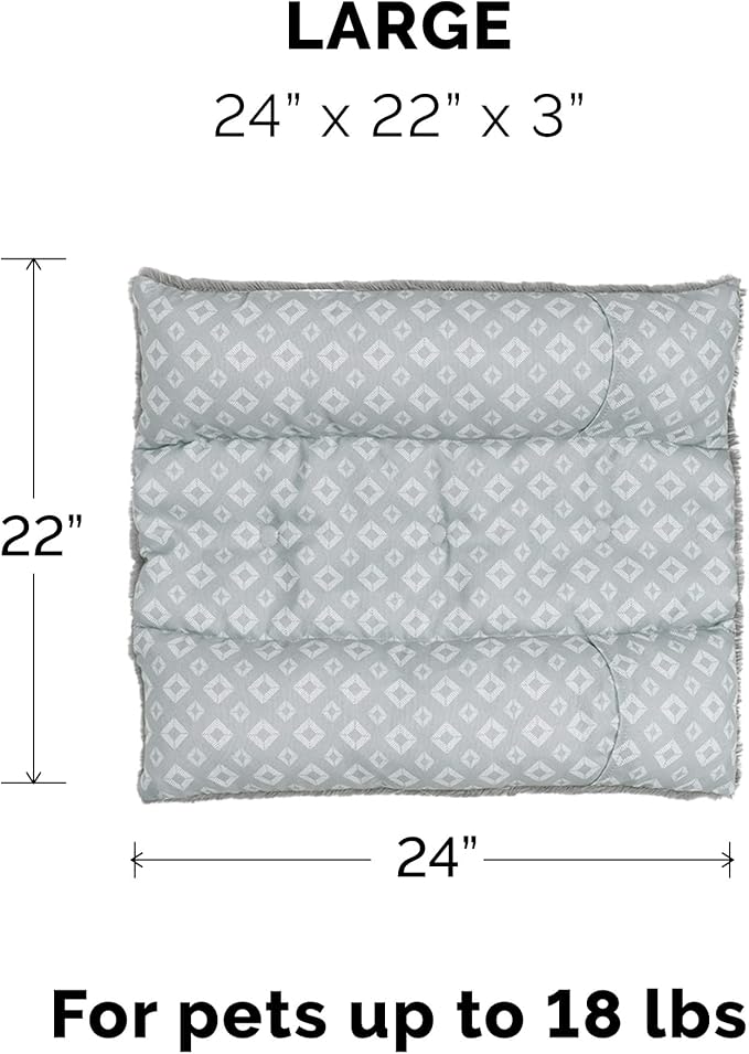 Furhaven Cat Bed for Indoor Cats, Washable w/ Removable Bolsters, For Pets Up to 18 lbs - Plush & Diamond Print Cuddle Loaf Mat - Gray, Large