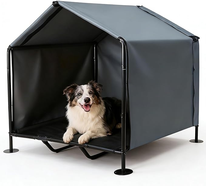 Large Dog House with Bed - LitaiL 3.3' x 2.9' x 3.5' Dog Shade for Outside, Outdoor Dog Kennel for Small Medium Dogs, Waterproof Pet Canopy Shelter Dog Shade Shelter for Pets or Small Animals