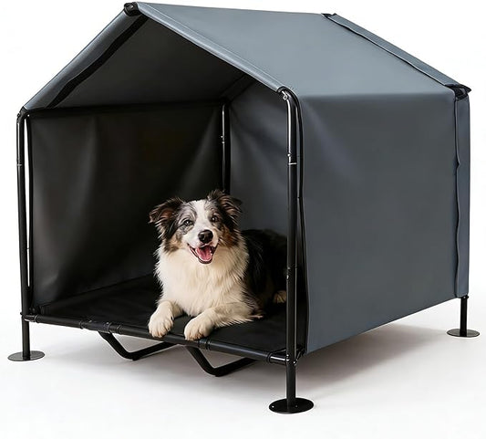 Large Dog House with Bed - LitaiL 3.3' x 2.9' x 3.5' Dog Shade for Outside, Outdoor Dog Kennel for Small Medium Dogs, Waterproof Pet Canopy Shelter Dog Shade Shelter for Pets or Small Animals