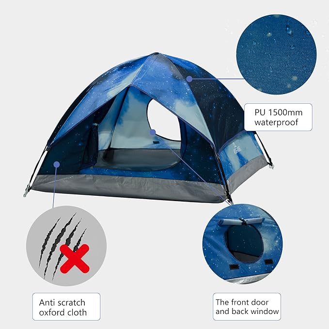 Outdoor Waterproof Pet Camping Tent, Cave Bed for Indoor Cats and Small Dogs, Portable Cat House Dog House, 21.6x21.6x14.9'', Navy Blue, S. (The Pole has Been Improved)