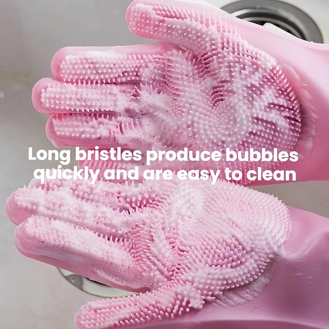 2 Pairs Pet Bathing Gloves - Universal Scratch-Resistant and Bite-Proof Massage Cleaning Silicone Gloves for Cats and Dogs, Essential Pet Grooming Tool (Purple)