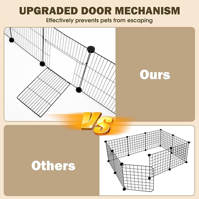 12 Panels Small Animal Playpen with Waterproof Mat - Durable Metal Wire Yard Fence for Guinea Pigs, Kittens, Puppies, Hamsters, and Hedgehogs - Indoor & Outdoor Pet Cage