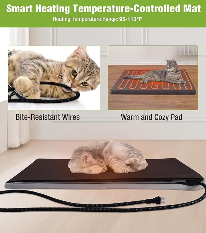 GUTINNEEN Heated Cat House for Outside, Outdoor Cat House Insulated with Heating Blanket, Bite-Resistant Wire, Weatherproof Feral Cat Shelter for Winter