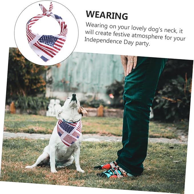 DOITOOL Independence Day Dog Triangle Bandana Patriotic Pet Scarf Cotton Decorative Festival Bandana for Dogs and Cats Holiday Pet Supplies