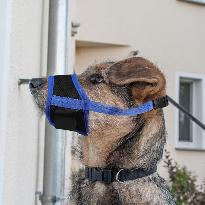 FOMIYES Adjustable Dog Muzzle Blue L 18-24cm Anti-Biting Protective Dog Mouth Cover Breathable Outdoor Pet Supplies Muzzle for Barking and Chewing