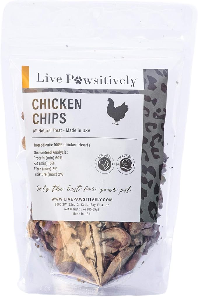 All-Natural Treat for Dogs & Cats, Single Ingredient, Picky Eaters, Grain & Gluten Free, Freeze Dried Chicken Hearts, No Preservatives, Made in USA