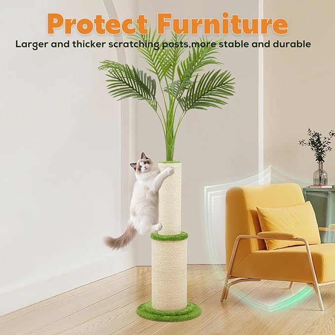 70.9inch Tall Cat Scratching Post,Artificial Areca Palm Tree Cat Scratcher with Sisal Rope,Extra-Large Scratching Post for Indoor Large Adult Cats,Faux Tree for Home Decoration