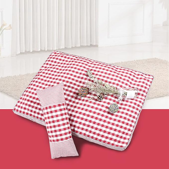 Dog Sofa Bed, Removable Washable Cover, 4 Season Universal, Soft Plush Plaid Cat Bed, Comfortable Pet Supplies (M)