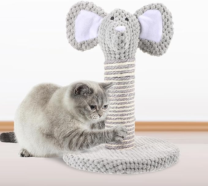 BESPORTBLE Elephant Shaped Cat Scratching Post Vertical Kitten Scratcher Wear-Resistant Floor Scratching Pole Indoor Cat Activity Tower