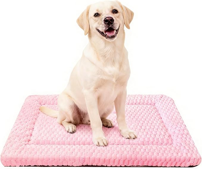 Dog Bed Mat, Reversible Dog Crate Pad - Comfortable Kennel Mat for Dogs & Cats, Machine Washable Dog Bed Suitable for Kennel, Cage or Home Travel (Pink, 35" L*23" W*1.5" Th)