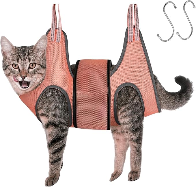 Cat Nail Clipping Hammock – Elastic Pet Grooming Restraint, Breathable Cat Grooming Sling | Pet Bathing Restraint Bag, Cat Bath Hammock, Cat Grooming Hammock, No-Scratching Grooming Hammock for Cats