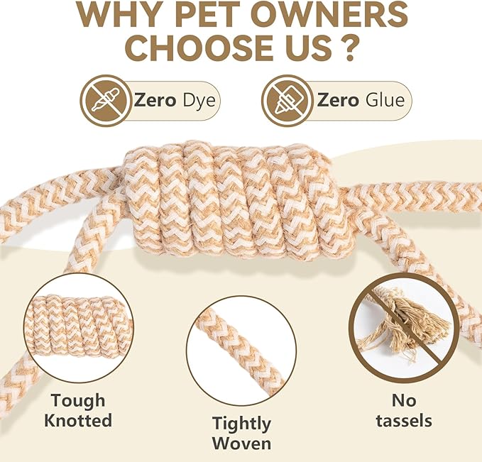 Puppy Chew Toys for Teething, Durable Dog Rope Toys for Small and Medium Dogs, Interactive Chew Rope for Training, M Size