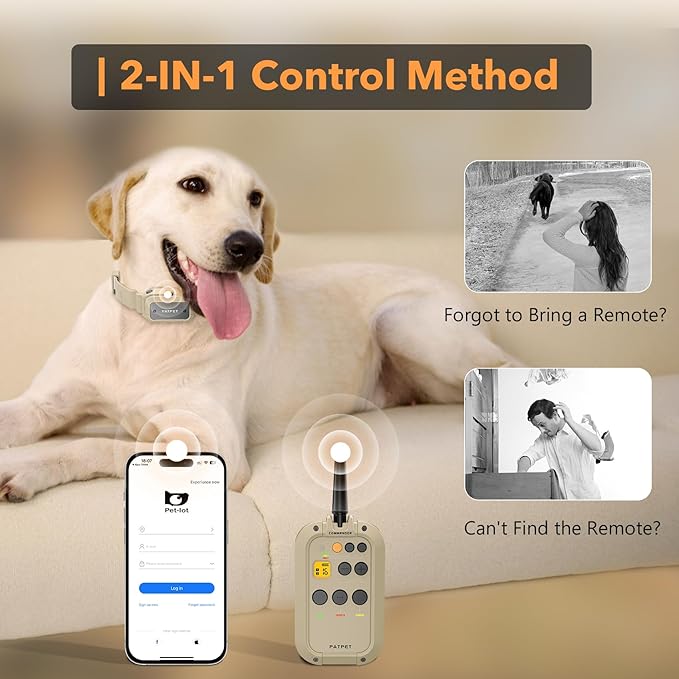 Dog Training Collar with APP Control - 2-in-1 E Collar for Dogs Training 1/2 Mile Range Bluetooth-Enabled Waterproof Dog Shock Collar with Remote Control Electric Dog Collar for 15-140 Lbs Dogs