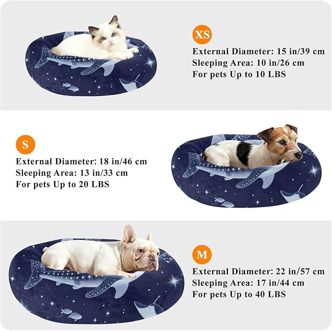 Pet Cat Beds Warm & Soft fluffier Puppy Beds for Small Size Pets Supplies Night Ocean Whale