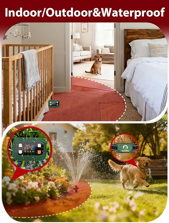 MIMOFPET Wireless Pet Barrier - Indoor Outdoor Waterproof Barrier with Adjustable Range up to 8.2 ft,Adjustable Safe Static Intensity, Rechargeable Boundary System for Dogs (Wireless Barrier System)