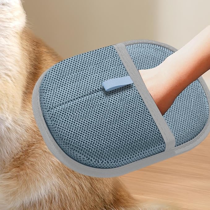 Pet Hair Removal Glove for Cats Dogs Grooming Glove Portable Electrostatic Pet Hair Remover Mitt for Sofa Long Short Hairs- Blue