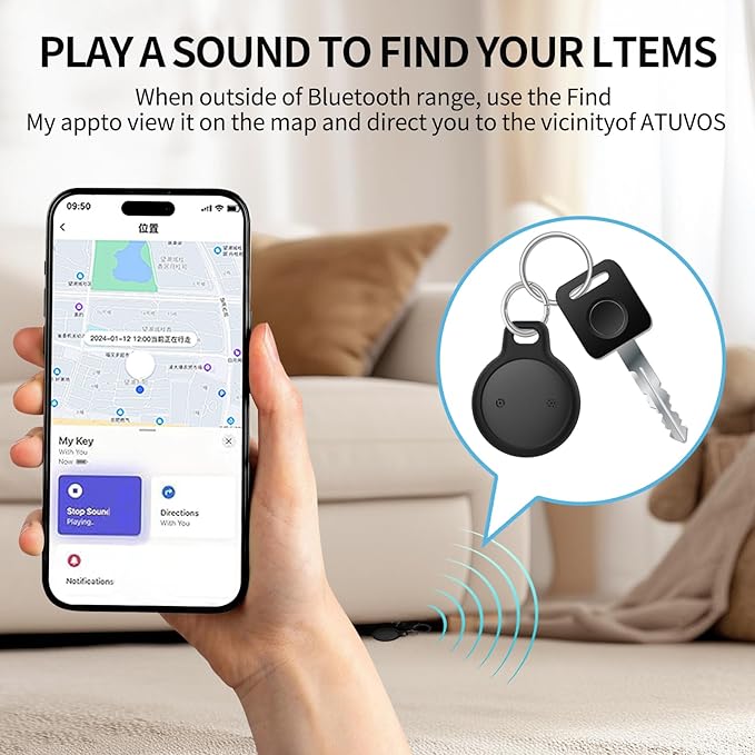 Apple Find My Tracker 2-Pack - Smart Bluetooth Item Finder for Keys, Wallets, Luggage | IP67 Waterproof, Replaceable Battery, No Subscription Required (Not Android)