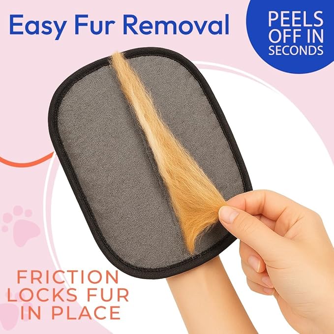 Pet Grooming Gloves 2-Pack, Double-Sided Deshedding & Bathing Gloves for Dogs & Cats, Reusable Hair Remover for Brushing, Washing & Daily Grooming, Works on All Coat Types
