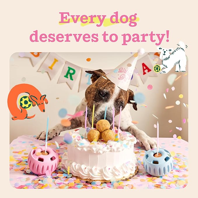 WOOF Party Pupsicle - Long-Lasting Interactive Dog Toys for Boredom - Low-Mess Design - Birthday Gifts for Dogs - Small Dog Toys - Buddy Blue