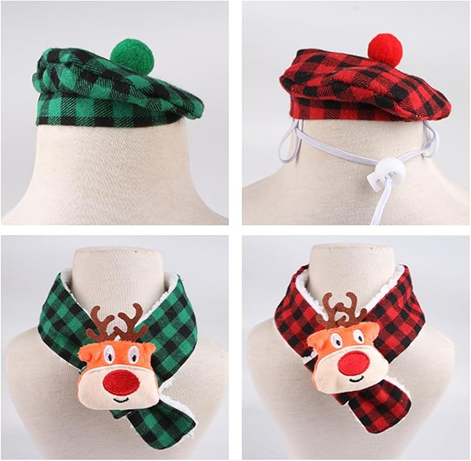 Christmas Pet Costume Dog Cats Reindeer Hat Headwear Birthday Supply Dog Paids Scarf Small Funny