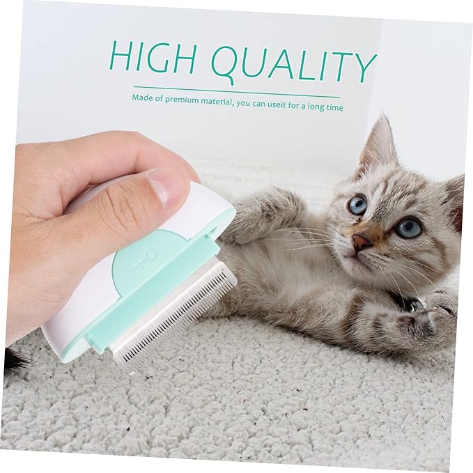 BESPORTBLE Cat Hair Removal Comb for Shedding and Grooming Lightweight Massage Brush for Long and Haired Cats Pet Cleaning Tool Mint Green