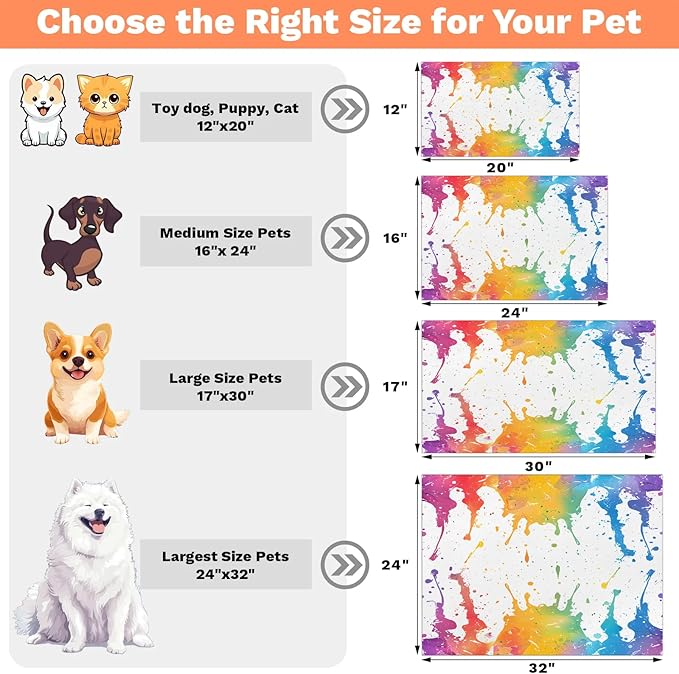 Colorful Graffiti Dog Food Mat for Floors Absorbent Dog Bowl Mat for Food and Water Dispenser Quick Dry Cat Food Placemat Pet Supplies 12" x 20", Cool Graffiti
