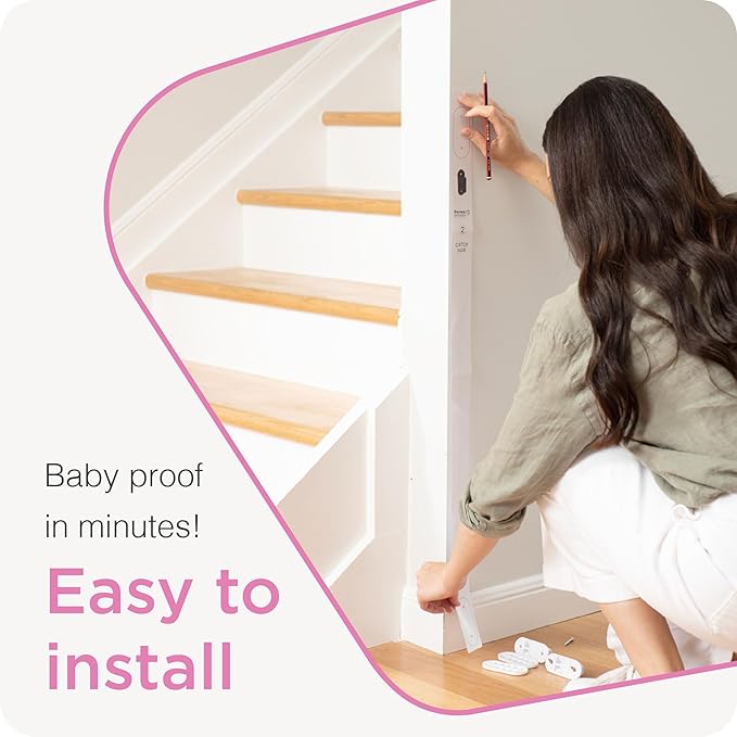 Retractable Baby Gate Perma Child Safety 33" Tall x 55” Wide, Mesh, for Stairs, Doorways, Dogs, Pets, Indoor, Outdoor, One-Handed Operation, Locking, Easy Install, Hardware Mount, Black