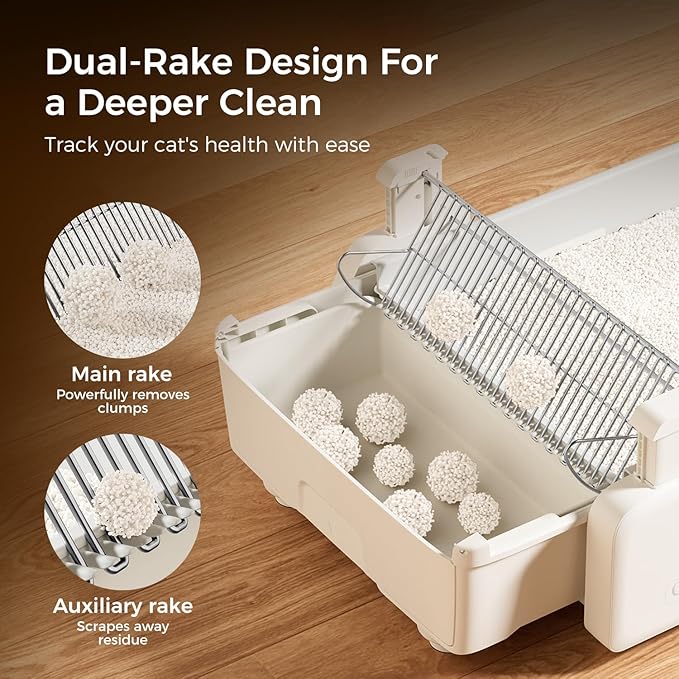 Self Cleaning Litter Box, 2026 Upgraded Open-Top Automatic Cat Litter Box for Multiple Cats, Weight Sensors Safety Protection/App Control/Odor Control/Easy Clean