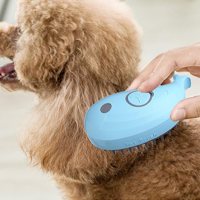 Cat Steam Brush, Cute Whale Shape Hair Brush Cat Dog Pet Brush Massager Steam, Cat Grooming Brush, Pet Comb Massage Brush, Rechargeable Cat Hair Brush, Flyaway Hair Prevention Cat Grooming Brush (A)